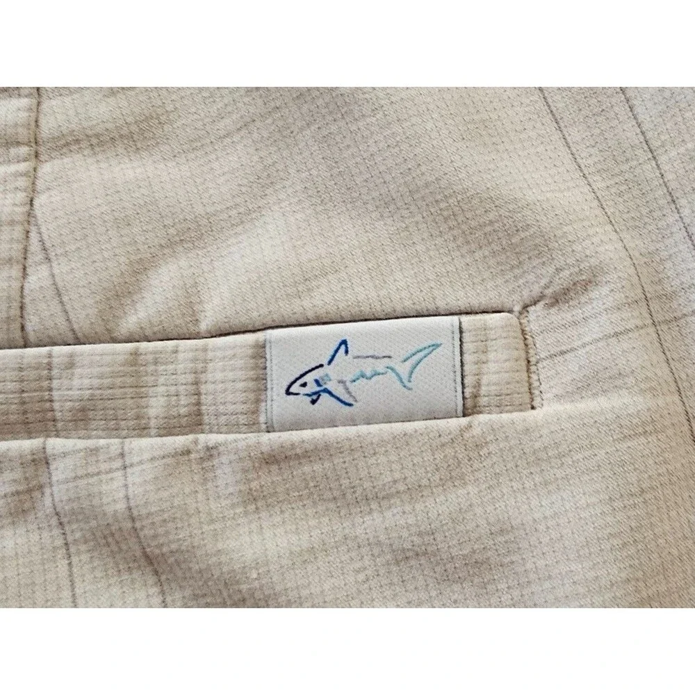 Greg Norman Men’s 44 Stretch Shorts White Plaid Cargo Golf Casual Lightweight